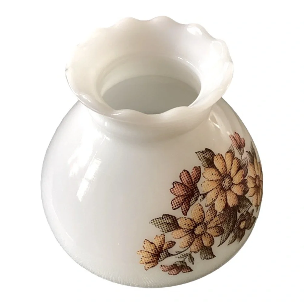 Hurricane Lamp Shade REPLACEMENT Vintage Milk Glass Pink Yellow Green Florals